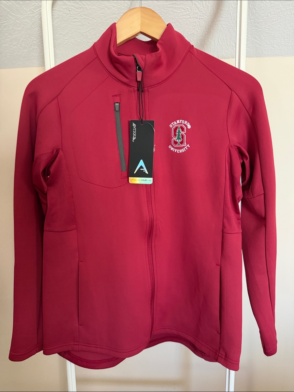 STANFORD full zip performance jacket in Cardinal red - sz Medium NWT BY Antigua